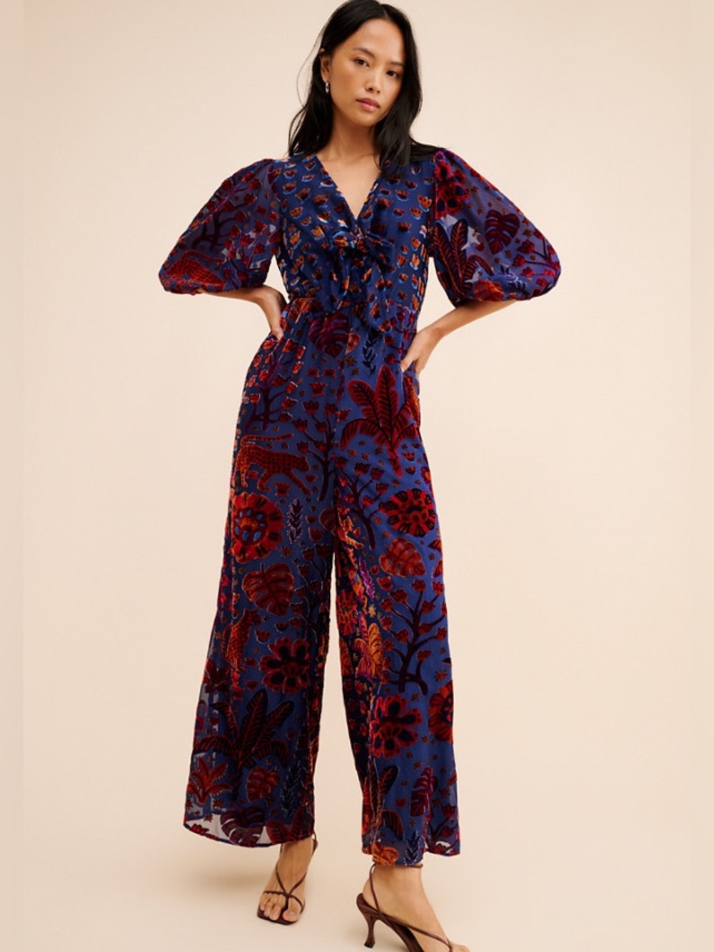Farm Rio Jaguar Velvet Jumpsuit